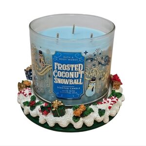 Ganz Christmas Holiday 3 Wick Candle Holder Plate (Candle NOT Included)